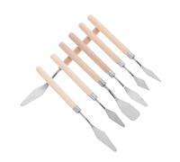OFFIGAM Set 7 Raschietti per Pittura a Olio in Acciaio Inossidabile con in Legno per Strumenti Versatili per Pittura su Tela e Acquerello