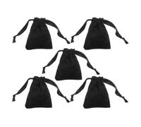 OFFIGAM Set da 5 Sacchetti in Velluto Nero Coulisse, Morbidi e Multifunzionali per Gioielli e Cuffie, per Bomboniere e Feste Eleganti