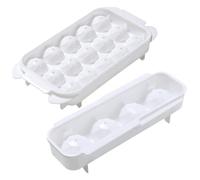 OFFIGAM Stampo per Ghiaccio a Sfera 2 Pezzi in Pp Bianco Coperchio, Cubetti Rotondi a Scioglimento Lento e Design Impilabile per Uso Domestico