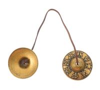 OFFIGAM tocca il campanello piccola campana arredamento per la casa d'epoca strumento a percussione piatto a campana accessori per la meditazione forniture rituali ottone Golden