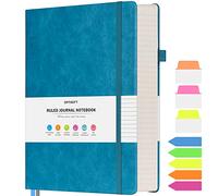 OFFIGIFT Quaderno a righe, Grande quaderno rigido in pelle A5, Quaderno da lavoro con 312 pagine numerate, Carta da 100gsm senza sbavature, Quaderno a righe per donne, uomini, scuola e ufficio, Blu