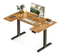 OffiGo Scrivania Regolabile in Altezza a Forma di U, 120 x 70 cm, Scrivania da Ufficio con Funzione Memoria per Home Office, Motore Silenzioso, Sit-Stand, Marrone Vintage