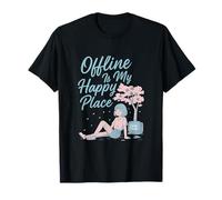 Offline È Il Mio Posto Felice Vaporwave Anime Grafica Maglietta