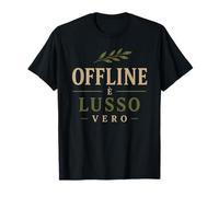 Offline È Lusso Vero Italiano Digital Detox Quote Art Maglietta