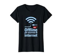 Offline per Eccesso di Internet - Detox Digitale Maglietta con Stampa Grafica Economica, Donna, Nero, L