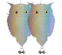 OFFO Gufi in plastica riflettente per piccioni da appendere all'aperto per spaventare i piccioni per tenere lontani gli uccelli nei giardini 2 confezioni