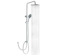OFFO Set Doccia Completo con Soffione Pioggia 25x25cm, Saliscendi Doccia con Soffione Grande Doccetta, Asta Regolabile in Acciaio 1,6m Antitorsione, Cromo