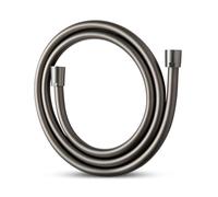 OFFO Tubo Doccia 1.6 m, con Protezione Antitorsione, Flessibile Doccia in PVC, Tubo Doccia Flessibile Alta Pressione di Ricambio, per rubinetti del Bagno, Cromo Nero