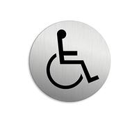 OFFORM DESIGN Targhetta per Porta - Handicap Targa Ø 75 mm Alluminio Spazzolato Auto-adhesiva