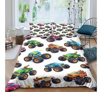 Offroad truckcopripiumino morbida microfibra 3 Pezzi stampa 3D con cerniera Cartoon Style Fun Set Di Copripiumino con federe per cuscini traspirante for bambini e adolescenti Double（200x200cm）