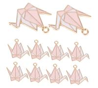 OFFSCH 10 pezzi Charms in per Gioielli Pendenti Origami Gruccia Rosa per Bracciali e Collane Fai da Te Decorazioni Handmade Resistenti e Leggere per Creazioni Artigianali