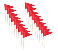 OFFSCH 100 Pezzi Bandierine Rosse per Stuzzicadenti Mini Triangolari per Cupcake Frutta e Formaggi Segnaposto da Te per Matrimoni e Feste Design Semplice ed