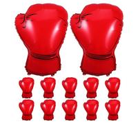 OFFSCH 12 Palloncini Guantoni da Boxe in Alluminio Rosso Decorazioni per Feste di Compleanno e Wrestling per Ragazzi Accessori Sportivi per Eventi a Tema Boxe e Combattimento