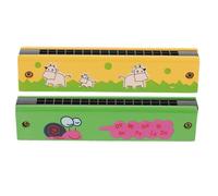 OFFSCH 2 Pezzi Armonica Legno Per Ragazzo Ragazza 16 Fori Strumento Musicale Principianti Sicura Piccola Dimensione Divertente Giocoso