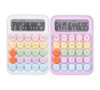 OFFSCH 2 Pezzi Calcolatrice Meccanica Doppio Set, Display Lcd Grande, Design Portatile in Abs, Pulsanti Rotondi, per Ufficio e Contabilità