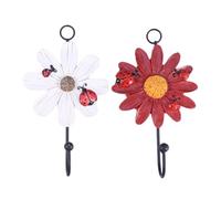 OFFSCH 2 Pezzi Gancio da Parete a Fiore in Resina e Ferro Rosso | Portata Elevata, Salva Spazio, Installazione Semplice, Forma Floreale Decorativa, per Asciugamani, Chiavi e Borse