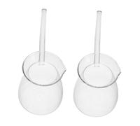OFFSCH 2 pezzi Teiera Turca in Vetro Borosilicato Trasparente con Laterale Ergonomico Resistente al Calore per Infusione Tè e Riscaldamento Latte