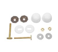 OFFSCH 2 Set Bulloni per Pavimento Wc e Dadi con Copribulloni, Kit in Plastica e Metallo, Bianco, per Installazione e Riparazione Bagno, per Pavimento e Toilette