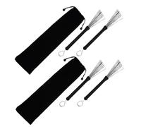 OFFSCH 2 Set Spazzole per Batteria in Acciaio Inox Spazzole per Strumento Jazz con Manico Ergonomico Accessori Resistenti per Snare Drum Pulizia e Controllo Confortevole