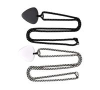 OFFSCH 2pezzi Ciondolo Plettro Chitarra Acciaio Inossidabile Con Collana Gioielli Per Uomini E Donne Accessorio Musicale Elegante