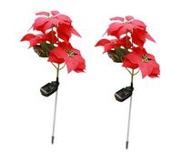OFFSCH 2pezzi Luce Solare da Giardino Floreale Natalizio di Luce da Terra Plug Decorazioni Natalizie per Cortile Giardino Villa Parco Energia Solare Automatica Giorno e Stile Casuale