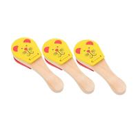 OFFSCH 3 Pezzi Castagnette in Legno per Motivi Animali Strumenti Percussione Facili da Impugnare per Piccole Mani Musicale Educativo per Prima Infanzia