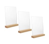 OFFSCH 3 Pezzi Menu da Tavolo in Acrilico con Base in T-shaped Supporto Cartelli Compatto per Ristoranti Matrimoni e Uffici Facile da e Cambiare Carta
