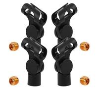 OFFSCH 4 Pezzi Microphone Clip Holder With Nut Adapters Robust Mic Clamp Mount For Studio Podcast Broadcast Compatible With Dynamic And Condenser Mics