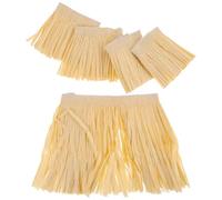 OFFSCH 5 Pezzi Gonna Hula in Carta Rafi Elasticizzata Gialla Vestibilità Adatta per Feste a Tema Hawaiano e Eventi Sull'isola Design Classico e Realistico