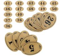 OFFSCH 50 Pezzi Etichette Numeriche Adesive in Acrilico Oro, Ovali | Adesivo Forte, Incisione Chiara, per Porte Camere Hotel e Armadietti Palestra, Gestione Scorte