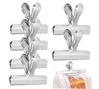 OFFSCH 6 Pezzi Clip Bulldog Grandi in Acciaio Inossidabile da Clips Heavy Duty per Sigillare Sacchetti Snack e Alimenti Fermasacchi Resistenti per Conservazione e Organizzazione