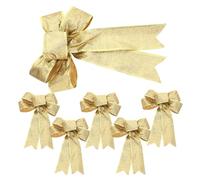 OFFSCH 6 Pezzi Natalizi Dorati con Glitter Fiocco per Albero Natale Decorazioni Festa Matrimonio e Casa Unici e Resistenti per e Puntale
