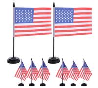 OFFSCH 8 Set Decorazione da Scrivania con Bandiera Americana di Poliestere e Base in Plastica Robusta per Ufficio e Mostre, Uso Prolungato Assicurato