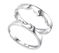 OFFSCH Adjustable Ring, Open Design in Copper, Silver, 1 Pair, for Couples on Valentine’s Day and Christmas Day
