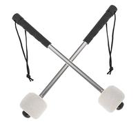 OFFSCH Bacchette Per Grancassa Manico Antiscivolo in Acciaio Inox e Testa in Feltro Di Lana, 2 Pezzi, Per Esibizioni Musicali Di Percussioni