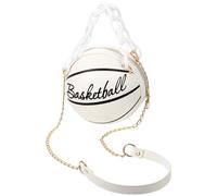 OFFSCH Borsa a Tracolla Donna Forma di Pallone da Basket in Pu Bianco Grande Capacità e Design alla Moda per Varie Occasioni