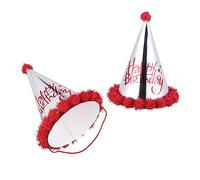 OFFSCH Cappello Pompon A Forma Di Cono Rosso Compleanno Cappello Di Carta Decorazioni Per Festa Di Compleanno Accessorio Per Costumi Servizi Fotografici Party Supplies