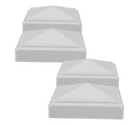 OFFSCH Cappucci Resistenti All'acqua per Pali Recinzione 4 Pezzi in Ferro Bianco Copri Punta Quadrati Design Elegante e Raffinato per Giardini e Scuole