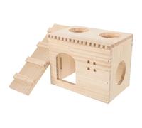 OFFSCH Casetta in Legno per Criceti e Cincillà, Nascondiglio e Area Giochi, per Riposo e Sonno, Struttura Beige Resistente e Compatta