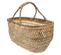OFFSCH Cestino portaoggetti in bambù Cestino per Picnic Cestino portafrutta Cestino portaoggetti Portatile Vimini Piccolo Borsa con Manico Intrecciata a Mano Contenitore per Cucina Beige