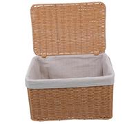 OFFSCH Cestino Portaoggetti Rettangolare in Rattan Con Coperchio Scatola Decorativa in Vimini Intrecciato Organizer Per Casa E Ufficio Contenitore Da Tavolo Porta Riviste E Oggetti Vari