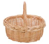 OFFSCH Cesto da Picnic Intrecciato in Salice con Manico, Piccolo Cestino Portaoggetti da Viaggio per Frutta e Fiori, Decorazione Rustica per Giardino e Tavola all’Aperto