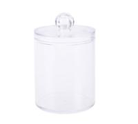 OFFSCH Contenitore Rotondo in Plastico per Bastoncini Cotonati Coperchio Organizer per Scrivania e Bagno Funzionale e Resistente
