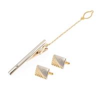OFFSCH Cufflinks da Uomo e Clip di Cravatta in Lega Oro 1 Set Leggero e Resistente all'Usura per Molte Occasioni