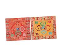 OFFSCH Cuscinetti Doppi Per Ciotole Sonore Buddiste 2 Pezzi, Tappetini Antiscivolo Ricamati Motivo Buddhista, Piccoli, Leggeri e Portatili Per Meditazione e Uso Religioso