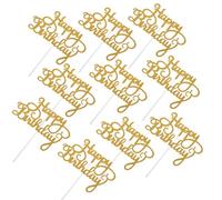 OFFSCH Decorazioni per Torte di Compleanno 10 Pezzi Topper per Cupcake Lettere Dorate Stuzzicadenti di Carta per Feste e Dessert Forniture per Party e Decorazioni Creative