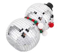 OFFSCH Disco Snowman Christmas Ornament in Reflective Mirror Ball Design Festive Figurine with Knitted Scarf Glass And Foam for Holiday Tabletop Party Decorations