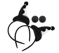 OFFSCH Fascia per Chioma Clown in Peluche Cappelli Neri e Bianchi Set 4 Pezzi Nasi Spugna Neri Accessori per Travestimenti di Carnevale Halloween e Feste di Mardi Gras
