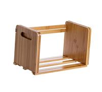 OFFSCH Fermalibri Regolabile in Bambù Espandibile Per Scrivania Mini Libreria Portaoggetti Da Ufficio Design Elegante e Maniglia Bifacciale Facile Archiviazione