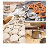 OFFSCH Formine Rotonde in Acciaio per Biscotti e Dolci con Ondulato Tagliapasta per Pasta Frolla e Mousse Utensili da Forno Sicuri e Antiscivolo per Decorazioni da Te